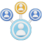 Network of connected user icons